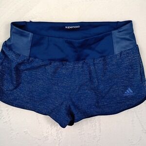 Adidas Supernova Climalite Running Shorts Navy Blue Space Dye Womens Small 2in